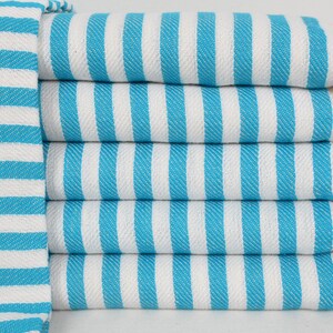 Beach Towel, Organic Cotton Towel, Gym Towel, Turkish Bath Towel, Wedding Gift Towel, Turquoise Striped Towel, 36x70 Bath Towel, Bll-Aksy