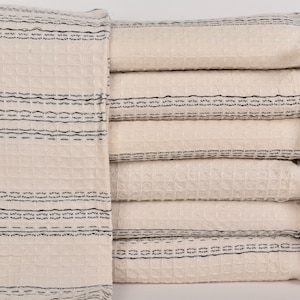Picnic Blanket, Turkish Bedspread, Cream Blanket, Striped Throw, 71x95 Inches Wedding Gift Blanket, Pilates Blanket, Turkey Bedcover, image 2