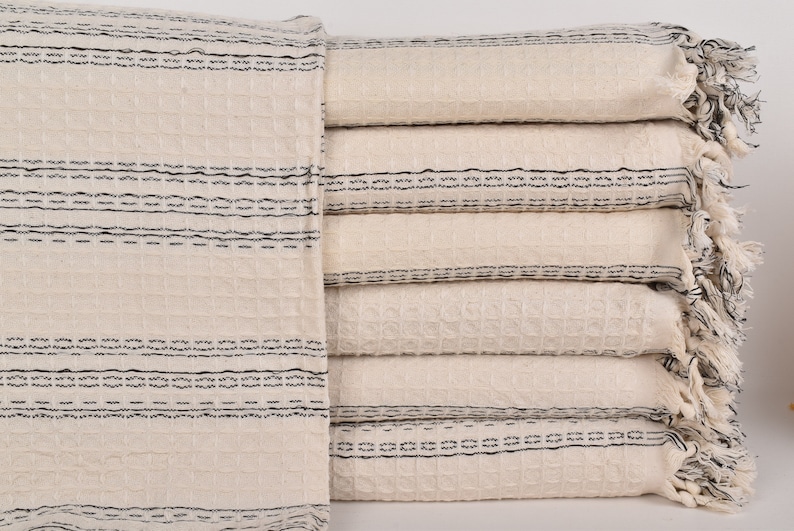 Picnic Blanket, Turkish Bedspread, Cream Blanket, Striped Throw, 71x95 Inches Wedding Gift Blanket, Pilates Blanket, Turkey Bedcover, image 2