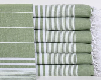 ディッシュタオル、ウェディングギフトタオル、ストライプ柄ペシュキル、カーキグリーンタオル、24×40インチの花嫁介添人ギフト、卸売ナプキン、旅行用ペシュキル
