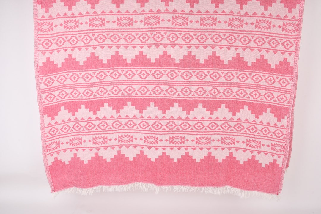 Monogram Beach Towel, Wedding Favors for Guests, Fuchsia Towel, Aztec