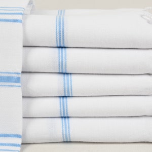 Soft Beach Towel, Wedding Gift Towel, Turkish Bath Towel, Organic Peshtemal, White Towel, Light Blue Striped Towel, 40x70 Towel, Bll-ByzSltn