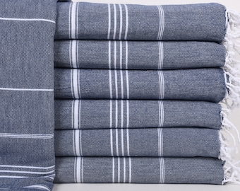 Bedcover, Large Towel, Navy Throw, Striped Blanket, 63x87 Inches Blanket, Camping Blanket, Picnic Throw, Bulk Order Throw, Turkish Throw,