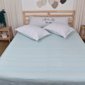 Couch Throw, Home Decor Blanket, Mint Throw, Striped Bedspread, 71x95 Inches Shower Curtain, Turkey Bedcover, King Size Blanket,
