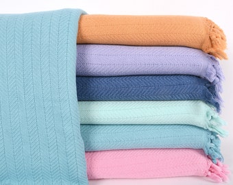 Throw Blanket, Large Towel, Home Decor Blanket, Chevron Stonewashed Bedspread, 56x75 Inches Cotton Blanket, Bed Cover, Gift Bedspread,