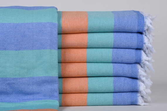 Blue and orange towels sale