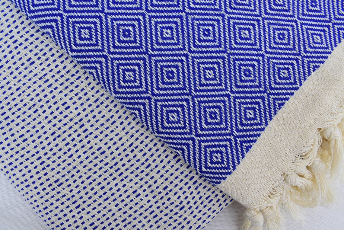 Throw Blanket Turkish Blanket Sax Blue Diamond Blankets Bed Etsy