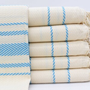Decorative Towel, Kitchen Towel, Blue Towel, Striped Towel, 40x70 Turkish Towel, Bath Towel, Beach Towel, Organic Turkish Towel,  Bll-Icrs