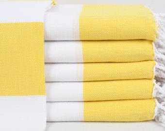Spa Towel, Turkish Bath Towel, Cotton Beach Towel, Bridesmaid Gift Towel, Yellow Bath Towel, Bordered Design Towel, 40"x70" Towel, Bll-Cbn