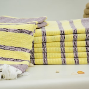 Turkish Towel,Turkish Beach Towel,Turkish Bath Towel,Turkish Towel Set,Organic, Peshtemal,Burgundy Towels, Yellow Striped Towel, Mtn-18