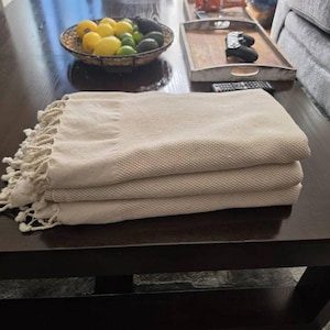 Luxurious Beige Turkish Towel 40x66 - Organic Cotton Bath Towel for Beach, Spa, Sauna, Home Decor - Lightweight Decorative Gift Towel image 13