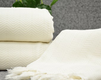Off White Blanket, Large Blanket, Cream Blanket,Turkish Beach Blanket, Blanket,Ultra Soft Blanket 71x91 Blanket Towel Bct-Arrw-Pk_009