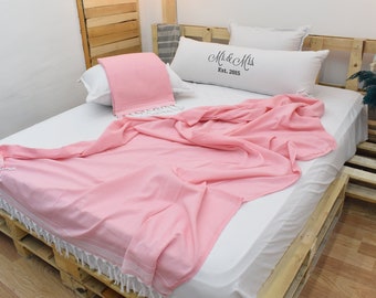 Pink Turkish Blanket, Bedspread, 60"x92",Striped Blanket,Throw Blanket,Blanket,150x230cm,Wholesale Blanket,Sofa Blanket Bll-Crsf-Pk