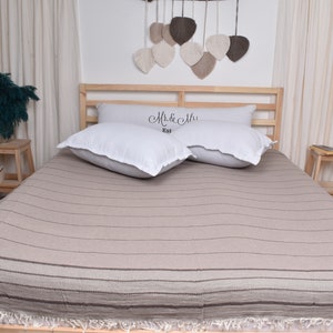 Turkish Blanket, Beach Blanket, Brown Blanket, Geometric Throw, 79x99 Inches Bed Cover, Picnic Bedspread, Turkish Bedspread, Couch Throw,