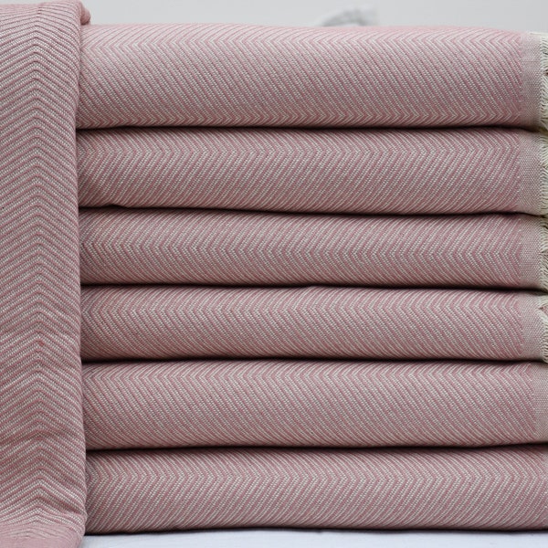 Turkish Blanket, Organic Cotton Blanket, Sofa Cover, Bedspread, Pink Throw Blanket, Diamond Design Blanket, 67"x86" Blanket, Shsr-Arrw-Pk