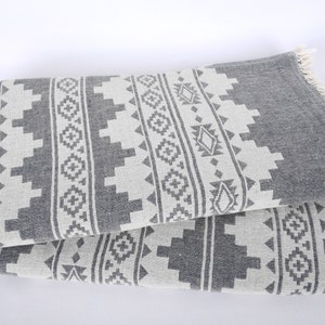 Turkish Blanket, Throw Blanket, Winter Blanket, Kilim Bedspread, 79x87 Inches Cotton Bedspread, Table Cover, Turkey Throw, image 5
