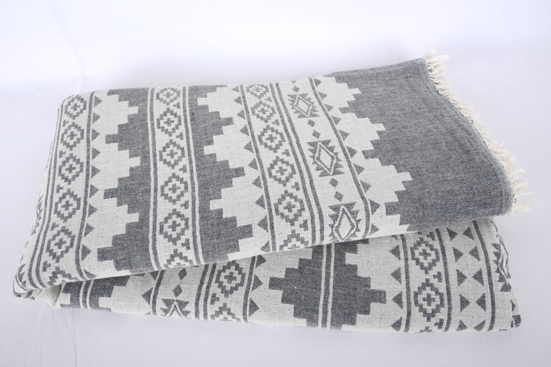 Turkish Blanket, Throw Blanket, Winter Blanket, Kilim Bedspread, 79x87 Inches Cotton Bedspread, Table Cover, Turkey Throw, image 5