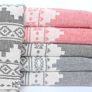 Turkish Blanket, Throw Blanket, Winter Blanket, Kilim Bedspread, 79x87 Inches Cotton Bedspread, Table Cover, Turkey Throw,