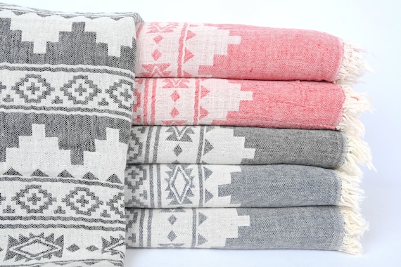 Turkish Blanket, Throw Blanket, Winter Blanket, Kilim Bedspread, 79x87 Inches Cotton Bedspread, Table Cover, Turkey Throw,