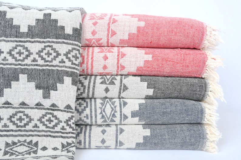 Turkish Blanket, Throw Blanket, Winter Blanket, Kilim Bedspread, 79x87 Inches Cotton Bedspread, Table Cover, Turkey Throw, image 1