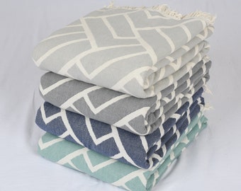Home Decor Blanket, Turkish Blanket, Large Towel, Geometric Bedspread, 63x91 Inches Cotton Bedspread, Couch Cover, Wholesale Blanket,