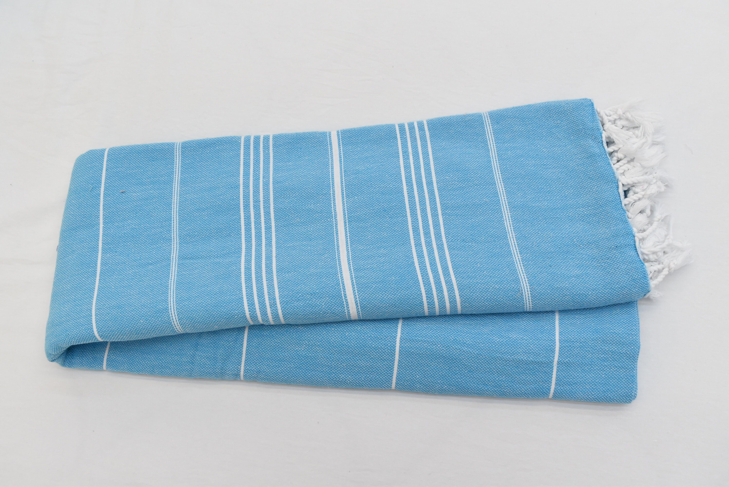 Turquoise Turkish Striped Blanket Organic Cotton Blanket Etsy