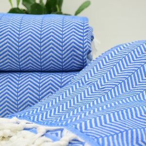 Large Blanket, Blue Blanket, Herringbone Blanket, ULTRASOFT Blanket Towel, 79x90 King size Bedspread, Bed Cover, Table Cover Bct-Arrw-Pk