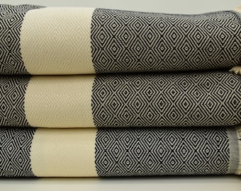 Black Blanket 82&quot;x94&quot; THICK HIGH QUALITY Turkish Blanket Turkish 210x240 Turkish Cotton Blanket Bedding Decor Bedspread Bll-Elms-Pk