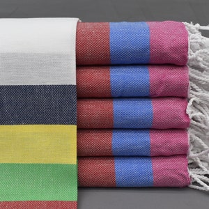 Regenbogen Handtuch, Pareo, Türkisches Strandtuch, Badetuch, 40x70 cm, Bio Baumwolltuch, Peshtemal Handtuch, Pooltuch Bll-Rainbw