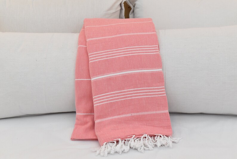 PINK Handmade Blanket Striped Blanket Organic Cotton Etsy