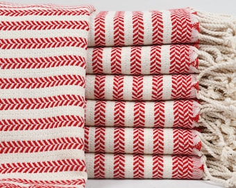 Organic Towel, Turkish Hand Towel, Wedding Gift Towel, Personalized Dish Towel, Hand Towel,  Red Striped Towel, 18"x37" Towel, Tkr-Sfr-Pshkr