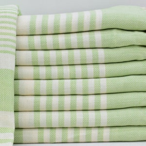 Turkish Towel, 40&quot;x70&quot; Organic Cotton Towel, Natural Cotton Towel,Striped Towel,Bath Towel,Green Towel,Pistachio Green 100x180cm Tkr-Mgl