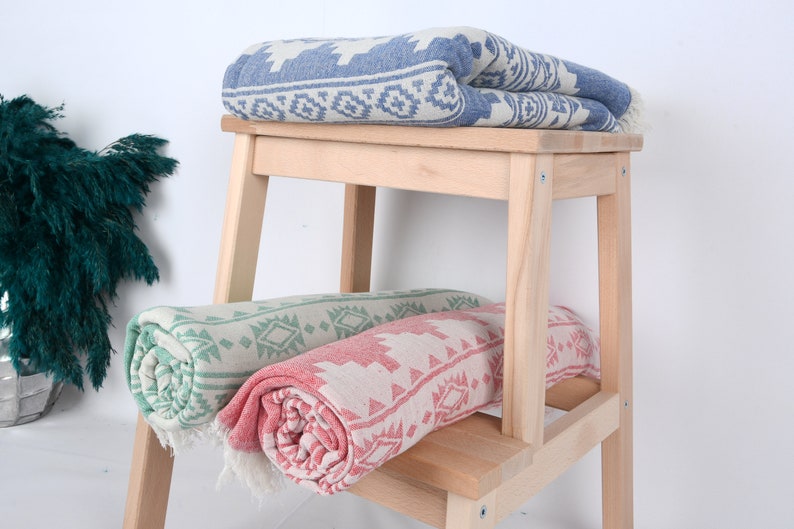 Large Towel, Turkish Blanket, Winter Blanket, Kilim Throw, 56x85 Inches Cotton Blanket, Couch Cover, Gift Blanket, Decorative Blanket, image 7