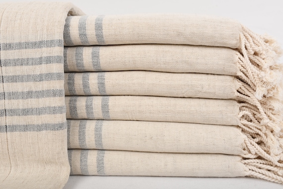 33x70 Personalized Linen Towels, Dark Gray Turkish Bath Towels