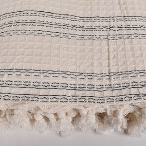 Picnic Blanket, Turkish Bedspread, Cream Blanket, Striped Throw, 71x95 Inches Wedding Gift Blanket, Pilates Blanket, Turkey Bedcover, image 5
