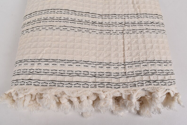 Picnic Blanket, Turkish Bedspread, Cream Blanket, Striped Throw, 71x95 Inches Wedding Gift Blanket, Pilates Blanket, Turkey Bedcover, image 5