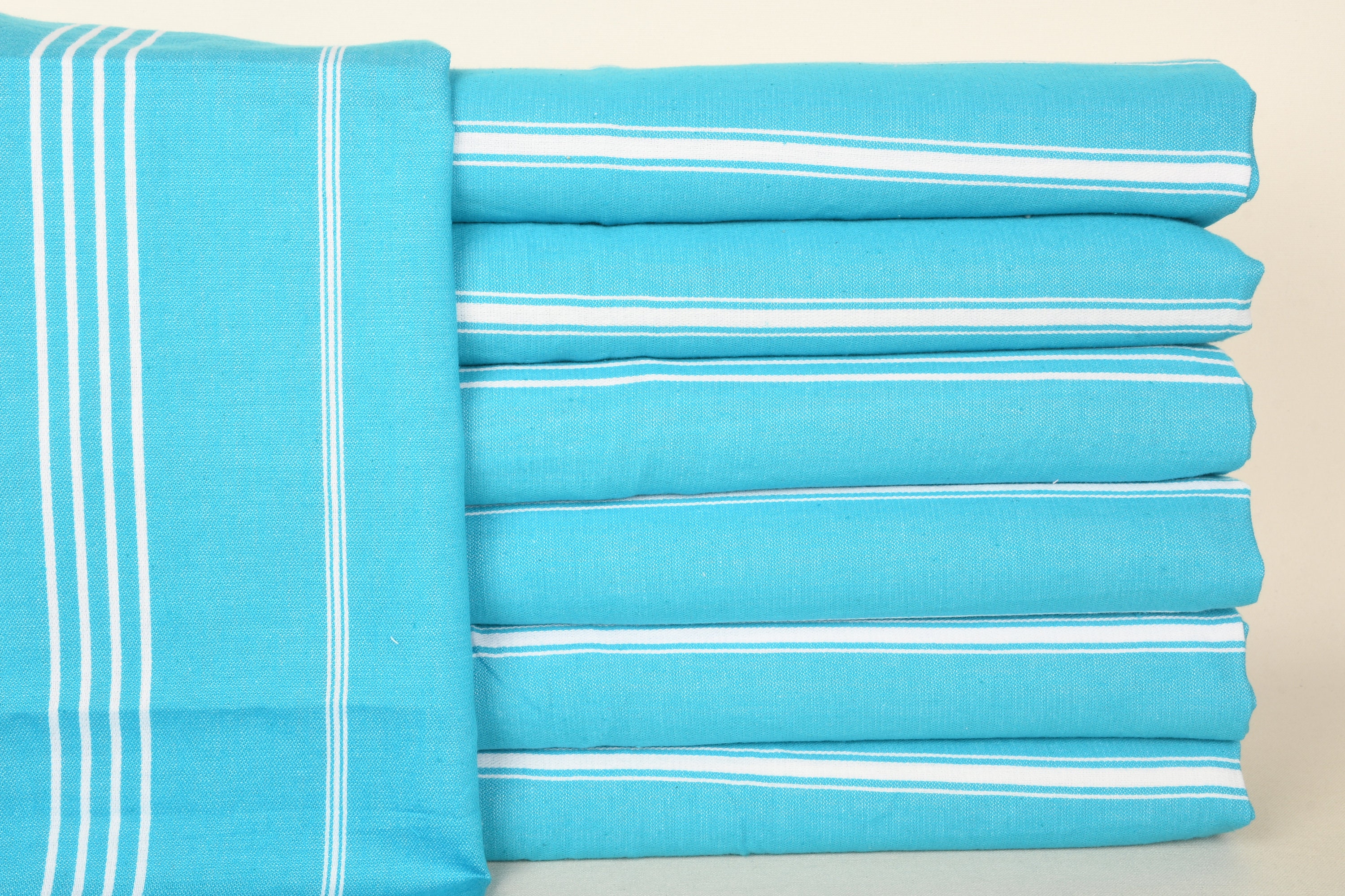 Striped Fringeless Dish Towel, Turkish Towel Hand Towel, Bridesmaid Gifts, Wedding Gift, 18"x36" Turquoise Cotton Tea Towel,