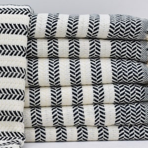 Zigzag Towel,Black Towel,Turkish Beach Towel, 40x70 Cream Towel, Turkish Peshtemal Towel,100x180cm,Gift Towel, Towel, Spa Towel Tkr-Sfr