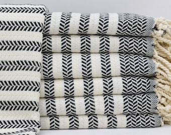 Zigzag Towel,Black Towel,Turkish Beach Towel, 40x70 Cream Towel, Turkish Peshtemal Towel,100x180cm,Gift Towel, Towel, Spa Towel Tkr-Sfr