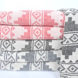 Turkish Blanket, Throw Blanket, Winter Blanket, Kilim Bedspread, 79x87 Inches Cotton Bedspread, Table Cover, Turkey Throw, image 2