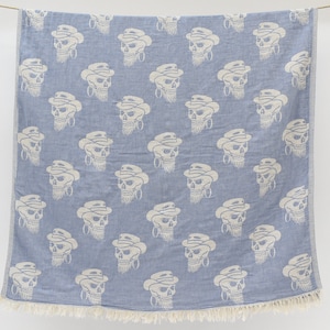 Wedding Towel,Skull Towel, Turkish Towel, Beach Towel, Bath Towel, Turkey Towel, 36x70,Pattern Towel, Spa Towel,Blue Towel, Bll-Krkf