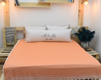 Orange Turkish Blanket, Bedspread, 60"x92",Striped Blanket,Throw Blanket,Blanket,150x230cm,Wholesale Blanket,Sofa Blanket Bll-Crsf-Pk