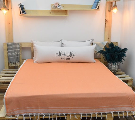 Orange Turkish Blanket, Bedspread, 60"x92",Striped Blanket,Throw Blanket,Blanket,150x230cm,Wholesale Blanket,Sofa Blanket Bll-Crsf-Pk