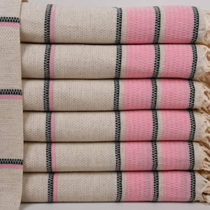 Bathroom Hand Towel, Monogrammed Kitchen Towel, Pink Towel, Striped Towel, 20x40 Inches Linen Towel, Bathroom Towel, Bulk Order Towel,