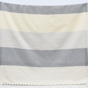 Turkish Beach Towel, Bridesmaid Towel, Fouta, Soft Body Peshtemal, Gray and Beige Towel, Striped Bath Towel, 40&quot;x70&quot; Bath Towel, Bct-Hisar
