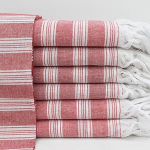 40x70 Striped Towel, Red Handmade Towel Soft Towel Turkey Towel Absorbent Towel Dish Towel Kitchen Towel Beach Towel Home Towel  Bll-Sryl