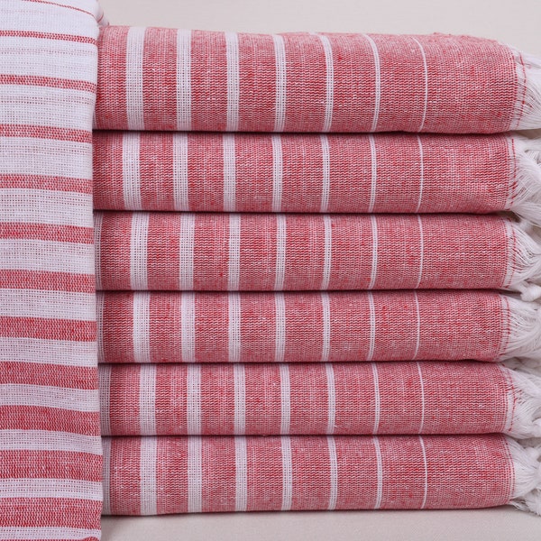 Personalisierte Handtücher, Türkisches Strandtuch personalisiert, weiß-rotes Handtuch, gestreiftes Handtuch, 40x69 Zoll Brautjungfer Strandtuch,