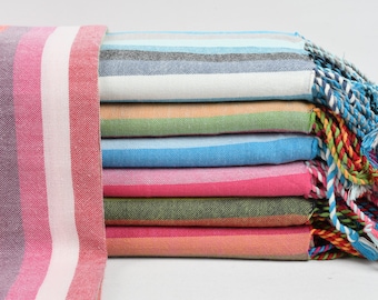 Beach Towel, Turkish Towel, Personalizable Towel, Striped Peshtemal, 40x71 Inches Cotton Peshtemal, Bridal Show Towel, Guest Peshtemal,