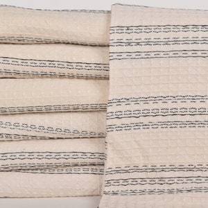 Picnic Blanket, Turkish Bedspread, Cream Blanket, Striped Throw, 71x95 Inches Wedding Gift Blanket, Pilates Blanket, Turkey Bedcover, image 3