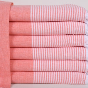 Personalized Gift Box Towel, Personalized Turkish Beach Towel, Coral Towel, Striped Towel, 36x79 Inches Wedding Favor, Picnic Towel,